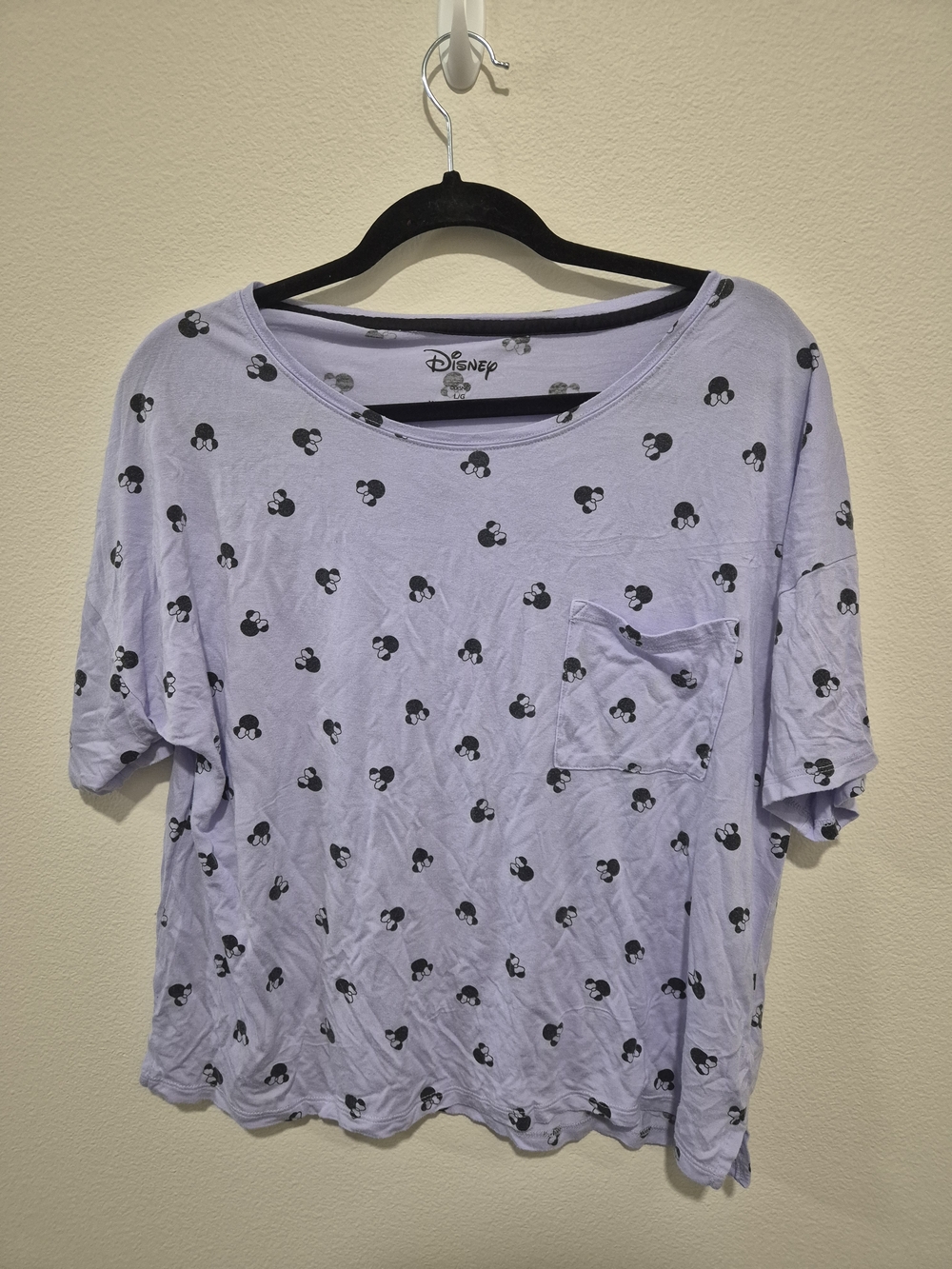 Disney Minnie Mouse 2-Piece Shirt & Shorts Pajama Set - Purple/Lavender Size L